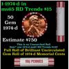 Image 1 : Shotgun Lincoln 1c roll, 1974-d 50 pcs Brandt 50c Wrapper.