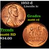 Image 1 : 1952-d Lincoln Cent 1c Grades GEM+ Unc RD