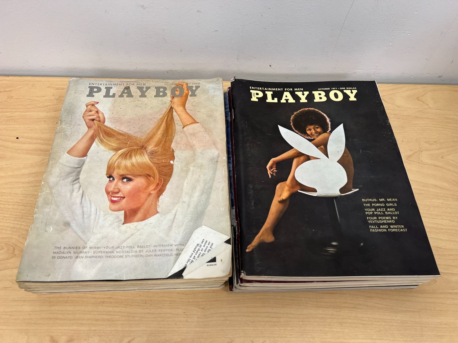 9 Vintage Playboy Magazines - Mostly 60s-70s as pictured - condition varies