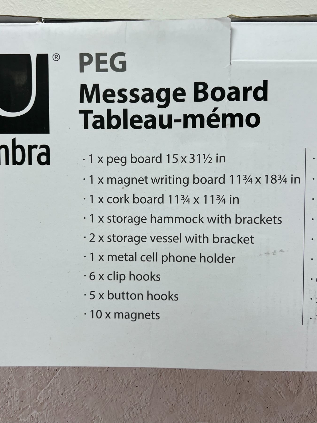 Umbra Peg Message Board look new in box see pics for info / details