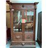 Image 1 : BARLEY TWIST CARVED GLASS FRONT WOOD 2 DOOR CABINET APPROX 89"X57"X19"