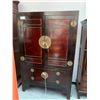 Image 1 : MOBILE CHINESE STYLE WOOD 4 DOOR CABINET APPROX 75"X47"X21"