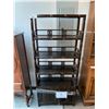 Image 1 : 5 TIER 2 DOOR WOOD SHELVING UNIT APPROX 71"X30"X12"