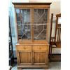 Image 1 : 4 DOOR 2 DRAWER GLASS FRONT LOCKING WOOD CABINET (NO KEY) APPROX 83"X41"X18"