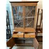 Image 2 : 4 DOOR 2 DRAWER GLASS FRONT LOCKING WOOD CABINET (NO KEY) APPROX 83"X41"X18"
