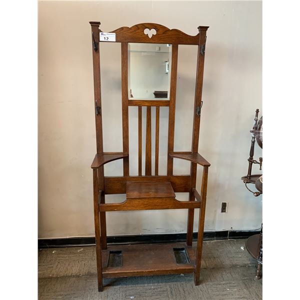 MIRRORED WOOD FOYER RACK APPROX 73"X30X"X11"