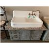 Image 1 : VINTAGE CERAMIC WASH STATION & 2 DOOR 4 DRAWER WOOD BATHROOM CABINET APPROX 46"X52"X26"