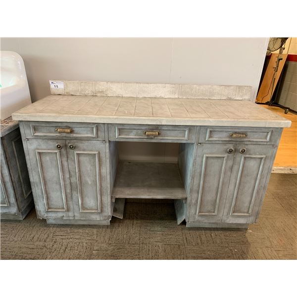 VINTAGE 4 DOOR 3 DRAWER WOOD BATHROOM CABINET APPROX 39"X62"X23"