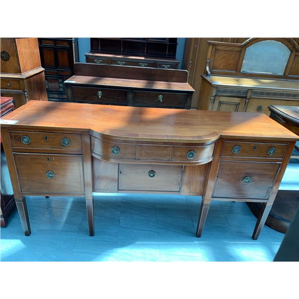 3 DOOR 3 DRAWER LOCKING WOOD HALL TABLE (NO KEY) APPROX 34"X71"X23"