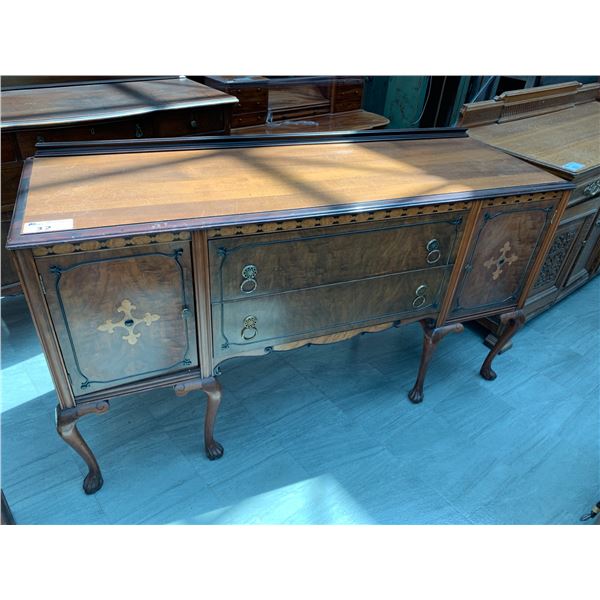 2 DOOR 2 DRAWER WOOD HALL TABLE APPROX 38"X68"X22"