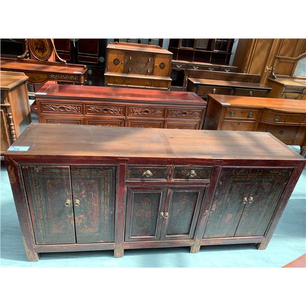 6 DOOR 2 DRAWER WOOD CABINET APPROX 34"X74X"18"