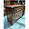 Image 2 : 3 DRAWER LEAF MOTIF WOOD LOCKING CABINET (NO KEY) APPROX 33"X40"X17"