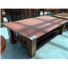 Image 2 : 2 TIER WOOD COFFEE TABLE APPROX 17"X58"X31"