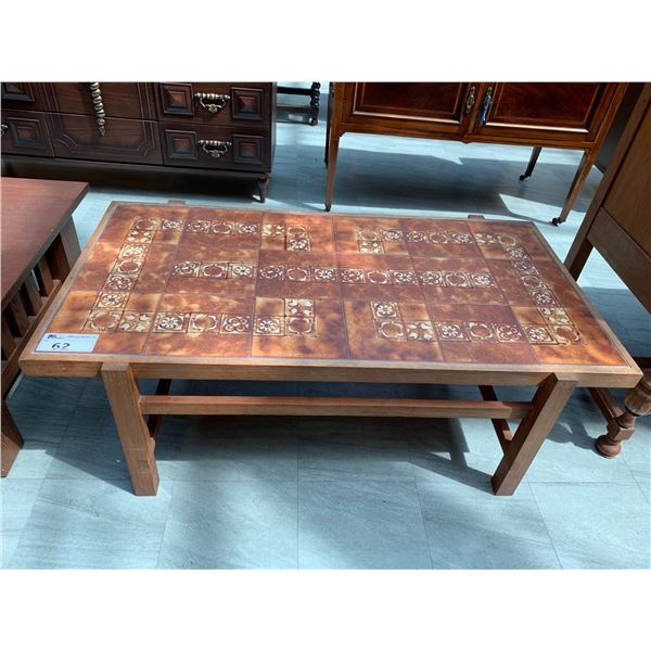 TILE TOP WOOD COFFEE TABLE APPROX 17"X49"X26"