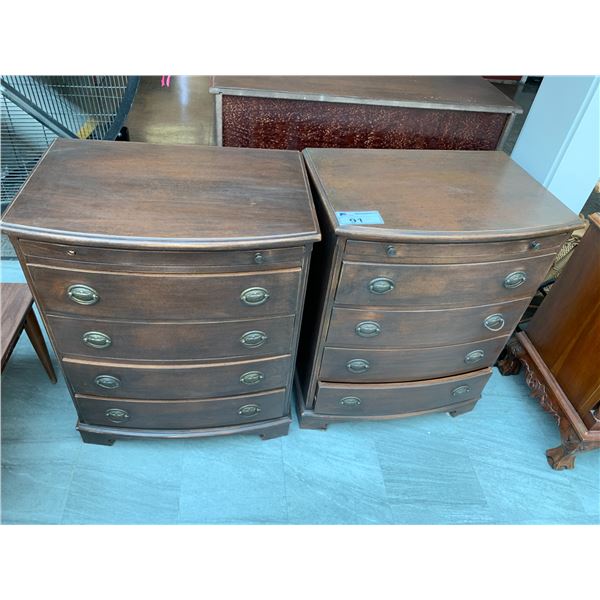 2 5 DRAWER WOOD NIGHT STANDS APPROX 31"X25"X17"