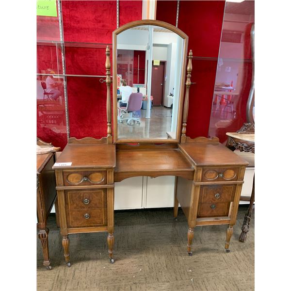 6 DRAWER WOOD VANITY WITH MIRROR APPROX 68"X51"X19"