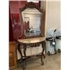 Image 1 : HEAVILY CARVED MARBLE TOP VANITY WITH MIRROR APPROX 78"X36"X16"