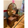 Image 2 : 5 DRAWER WOOD VANITY WITH LARGE ROUND MIRROR APPROX 70"X52"X18"