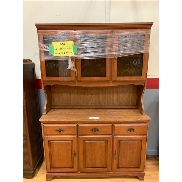 WOOD & GLASS DOOR BUFFET & HUTCH APPROX 71"X48"X17"