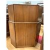 Image 1 : LOCKED 3 DOOR WOOD CORNER CABINET (NO KEY) APPROX 45"X24"X24"