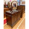 Image 2 : ANTIQUE WOOD WASH STAND WITH OVAL MIRROR & SOME BOOK CONTENTS APPROX 56"X46"X17"