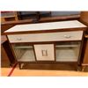 Image 1 : 2 SLIDING GLASS DOOR 1 DRAWER WOOD DRESSER APPROX 34"X48"X18"