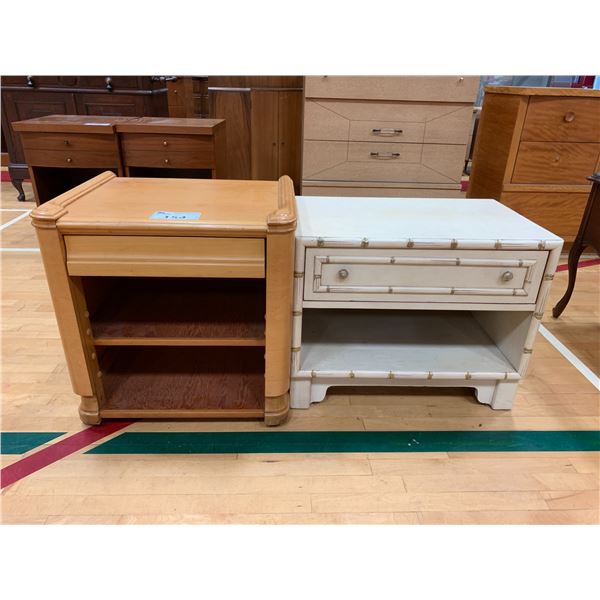 2 1 DRAWER WOOD NIGHT STANDS APPROX 20"X25"X16" & 22"X22"X19"