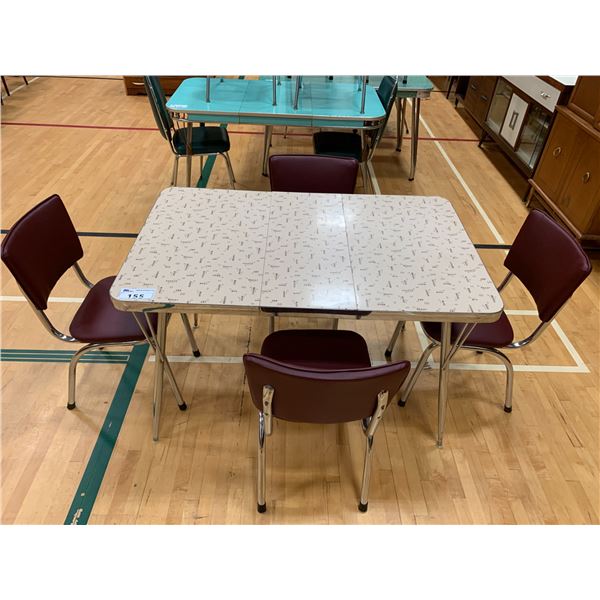VINTAGE DINER METAL TABLE (29"X48"X30") & 4 CHAIRS
