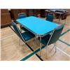 Image 2 : VINTAGE DINER METAL TABLE (29"X53"X30") WITH LEAF & 4 CHAIRS