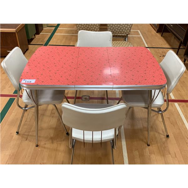 VINTAGE DINER METAL TABLE (29"X47"X30") WITH LEAF & 4 CHAIRS
