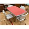 Image 2 : VINTAGE DINER METAL TABLE (29"X47"X30") WITH LEAF & 4 CHAIRS