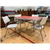Image 3 : VINTAGE DINER METAL TABLE (29"X47"X30") WITH LEAF & 4 CHAIRS