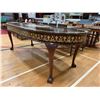 Image 2 : CLAW FOOT INLAID GOLD ACCENT WOOD DINING TABLE APPROX (31"X92"X41") WITH 3 LEAFS