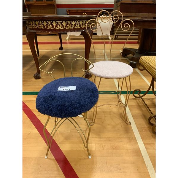 2 VINTAGE METAL CUSHION TOP CHAIRS