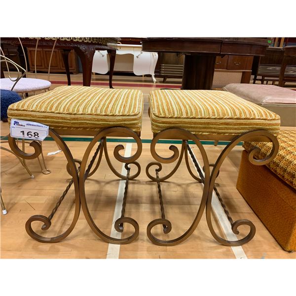 2 VINTAGE METAL CUSHION TOP STOOLS