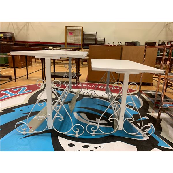2 METAL TABLES APPROX 31"X48"X46" & 27"X42"X24"