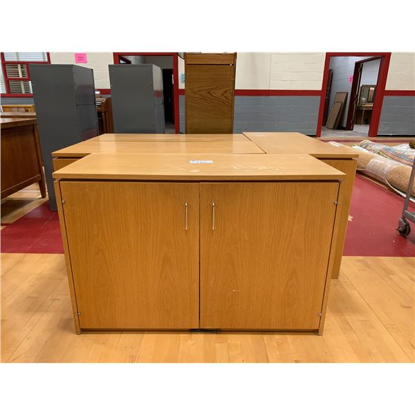 4 2 DOOR WOOD CABINETS (MAY BE MISSING SHELVES) APPROX 28"X42"X18"