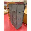 Image 2 : 4 DRAWER WOOD FILING CABINET APPROX 51"X16"X16" & 2 4 DOOR METAL LOCKERS APPROX 48"X14"X18"