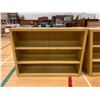 Image 2 : 2 3 WOOD SHELVING UNITS (1 DAMAGED ON BACK, DOES NOT STAND STRAIGHT) APPROX 36"X48"X12"