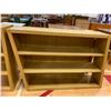 Image 3 : 2 3 WOOD SHELVING UNITS (1 DAMAGED ON BACK, DOES NOT STAND STRAIGHT) APPROX 36"X48"X12"