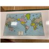 Image 3 : 6 DRAWER WOOD DESK WITH WORLD MAP TOP APPROX 30"X47"X23"