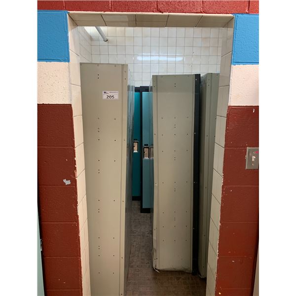 ROOM OF ASSORTED FULL SIZE METAL LOCKERS (MUST TAKE ALL)