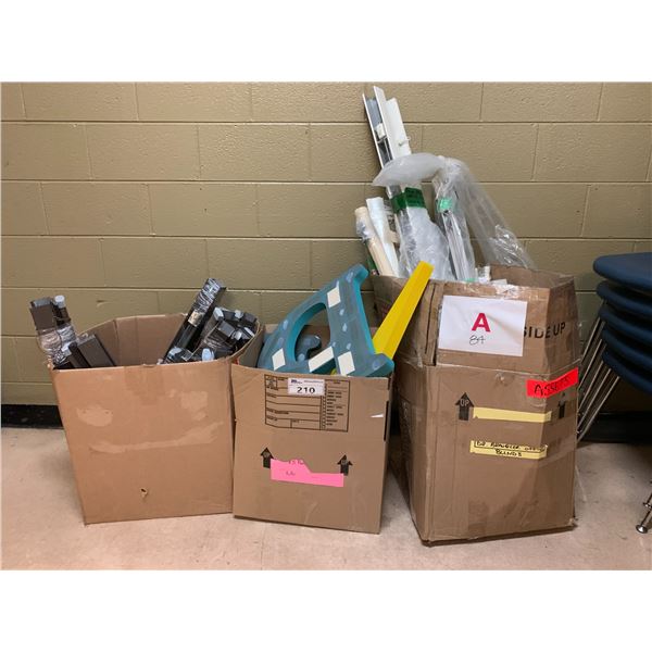 2 BOXES OF ASSORTED BLINDS & BOX OF FOAM LETTERING