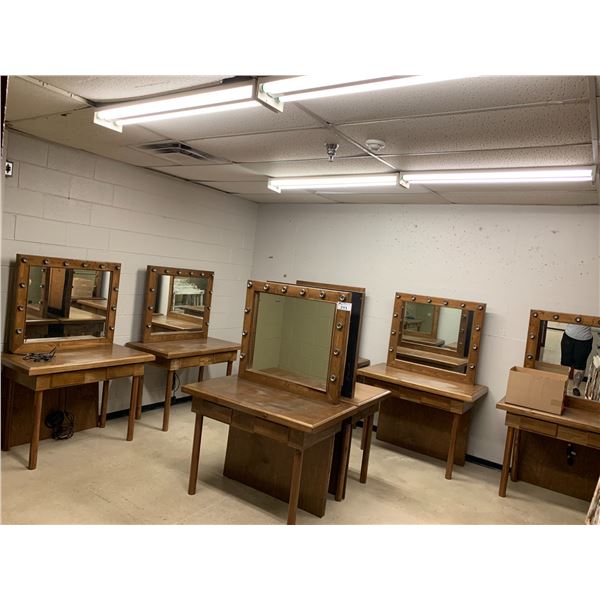 6 WOOD DRESSING ROOM VANITY'S WITH LIGHTBULBS