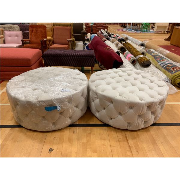 2 TUFTED ROUND OTTOMANS APPROX 41"