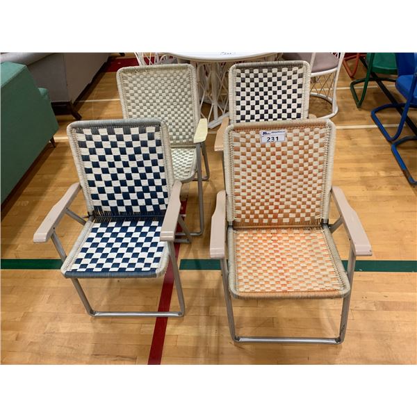 4 VINTAGE FOLDING LAWN CHAIRS