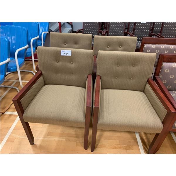 4 TUFTED BACK WOOD CHAIRS