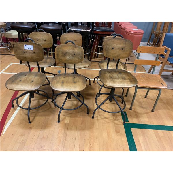 7 ASSORTED METAL & WOOD CHAIRS