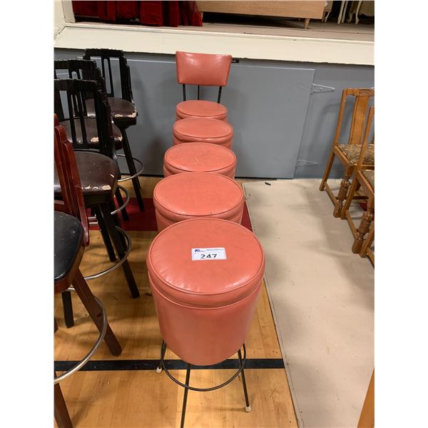 4 VINTAGE METAL STOOLS & METAL CHAIR