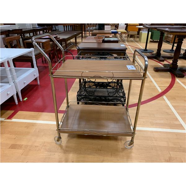 MOBILE METAL & WOOD SERVING CART